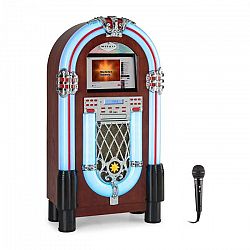 Auna Graceland Touch, jukebox, 12" dotykový ovládací panel, WLAN, CD, BT, mikrofón, drevený vzhľad