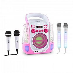 Auna Kara Liquida ružová farba + Dazzl mikrofónová sada, karaoke zariadenie, mikrofón, LED osvetlenie