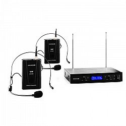 Auna Pro VHF-400 Duo 2, 2-kanálová sada VHF bezdrôtových mikrofónov, 1 x prijímač, 2 x headset mikrofón