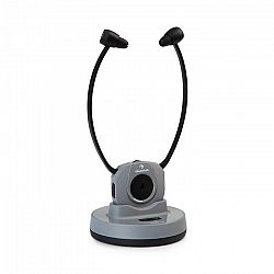 Auna Stereoskop, bezdrôtové slúchadlá so stetoskopickou konštrukciou, do uší, 20 m, 2,4 GHz, TV/HiFi/CD/MP3, akumulátor, sivé
