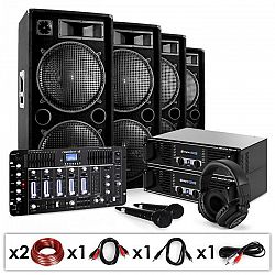 Electronic-Star Bass First Pro Bluetooth, DJ PA systém, 2 x zosilňovač, 4 x reproduktor, mixážny pult, 4000 W