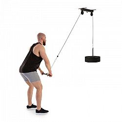 KLARFIT Hangman, kladka, stropná inštalácia, 2 m kábel, tricepsová tyč, čierna farba
