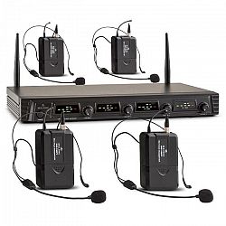 Malone Duett Quartett Fix V3, 4-kanálový UHF bezdrôtový mikrofónový set, dosah 50 m